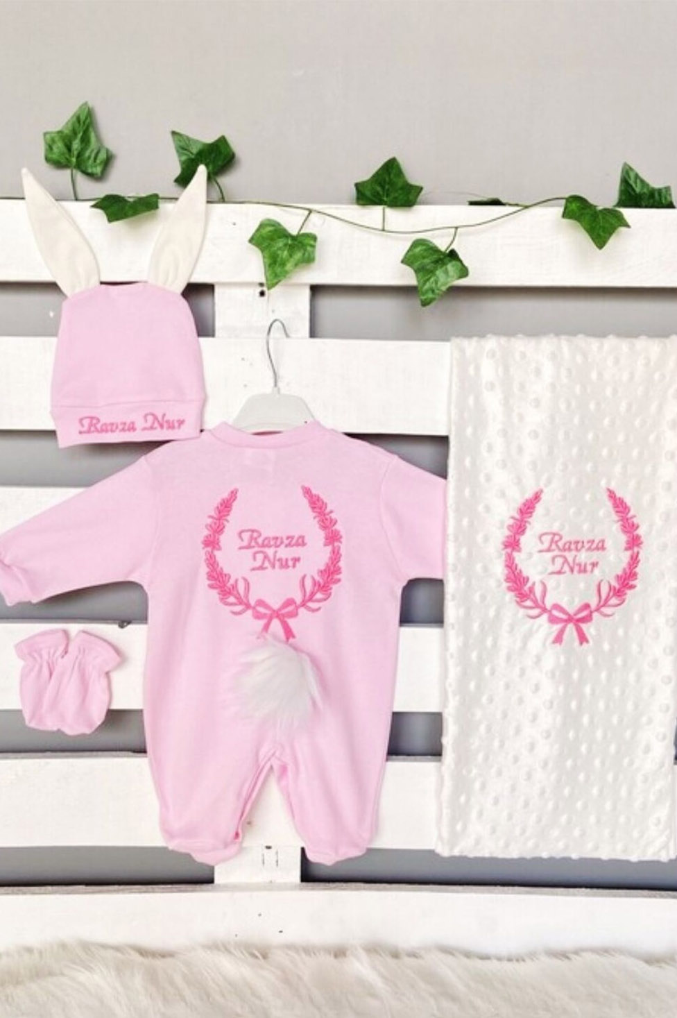 Lavanta Modelli 4'lü Hastane Çıkışı Seti - Pembe